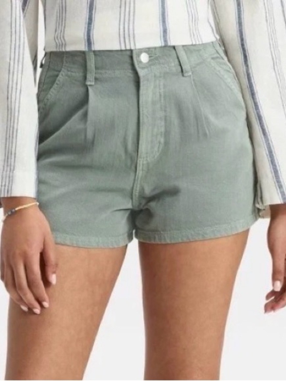 Universal Thread High-Rise Pleated Shorts in Sage